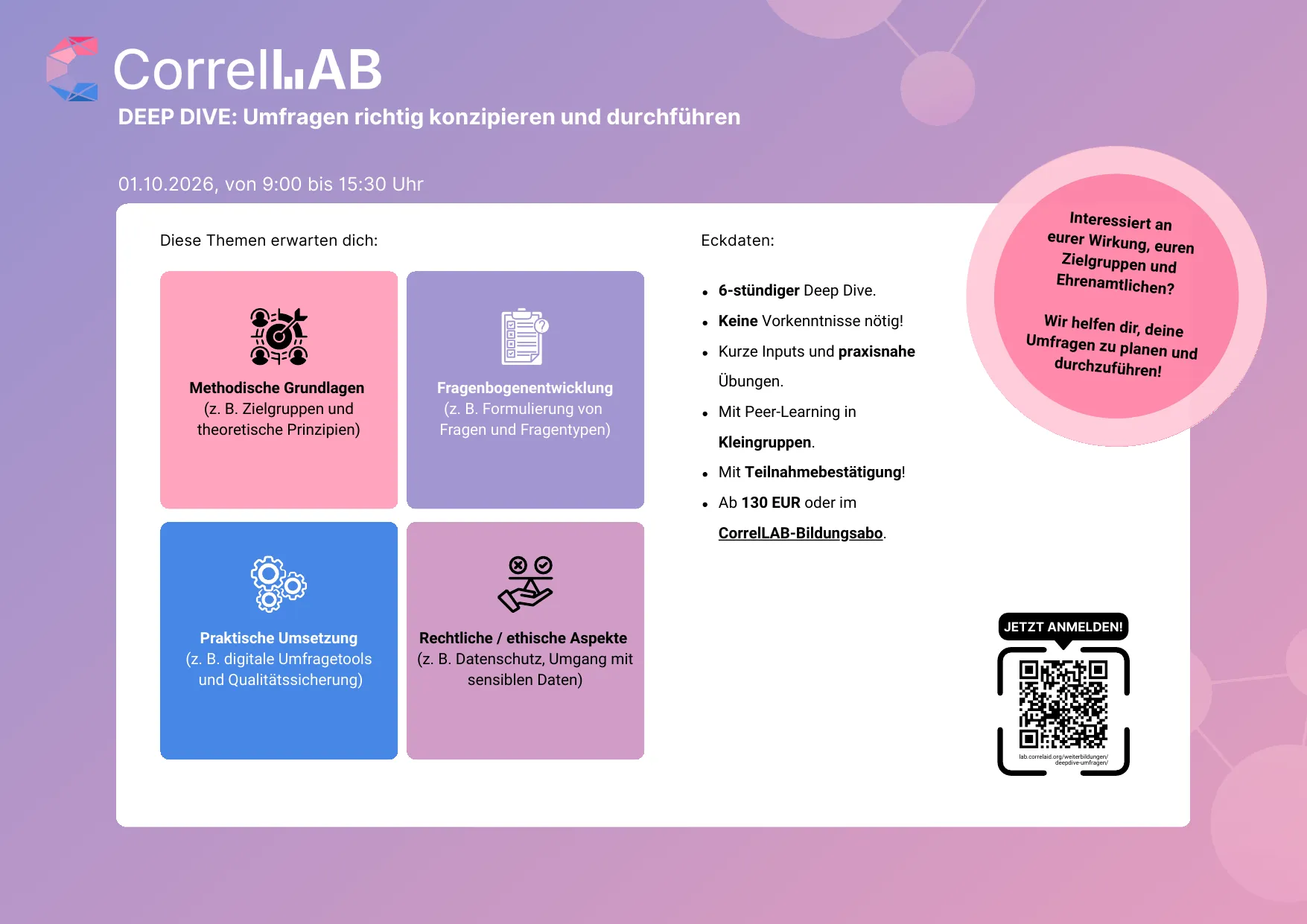 Flyer CorrelLAB Deep Dive: Umfragen richtig konzipieren und durchführen